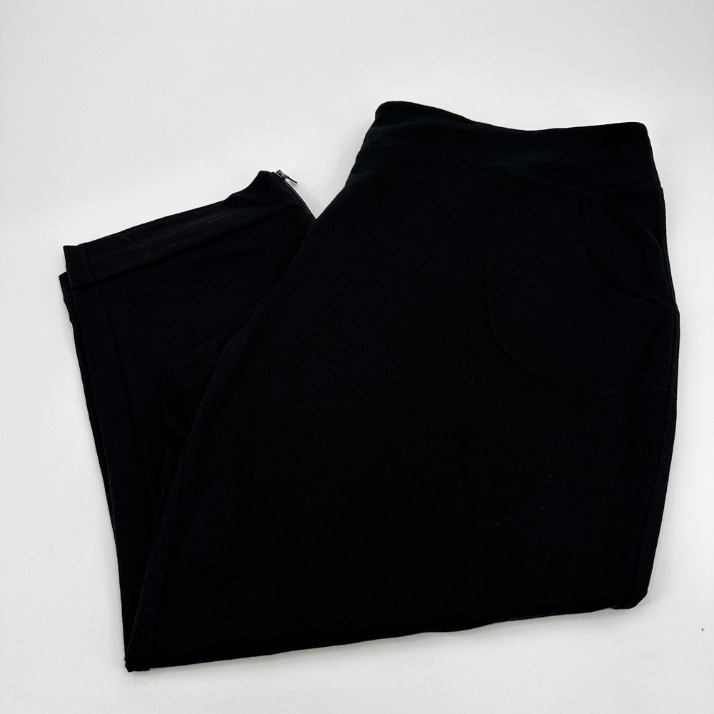 LOGO Lounge Black Knit Cropped Activewear Pants Ankle Zippers Pockets Size XL